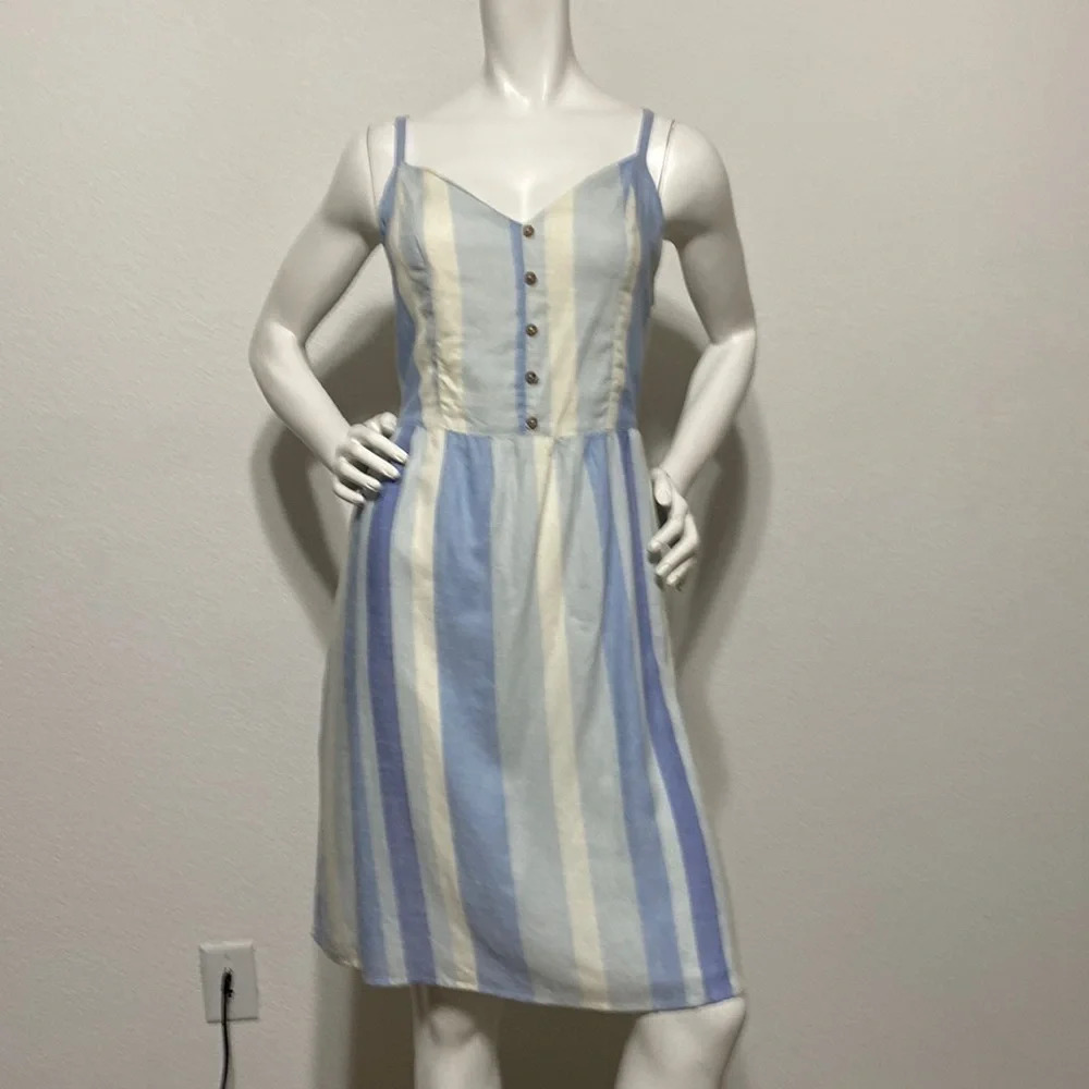 Joie Mommy And Me NWT Striped V-Neck Sleeveless Linen Blend Dress w/ Headband 12